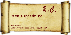 Rick Cipriána névjegykártya